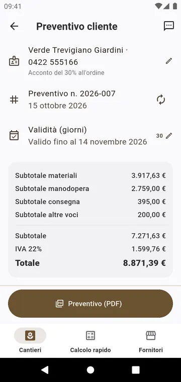 Il preventivo cliente: materiali, manodopera, consegna e imposta