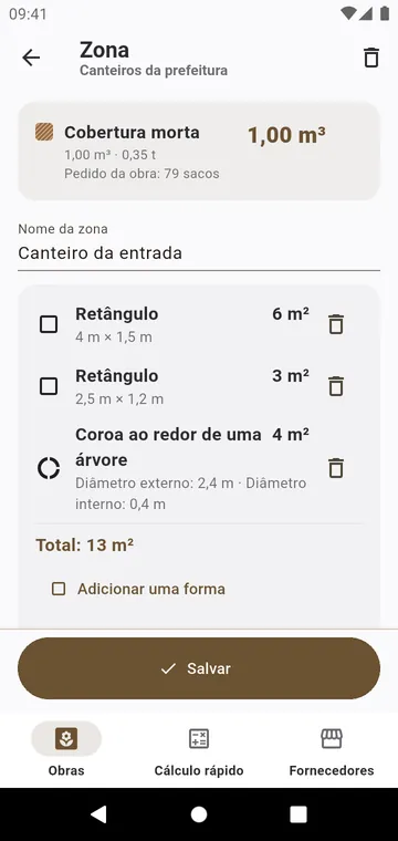Uma zona digitada por formas: retângulos e uma coroa ao redor de uma árvore